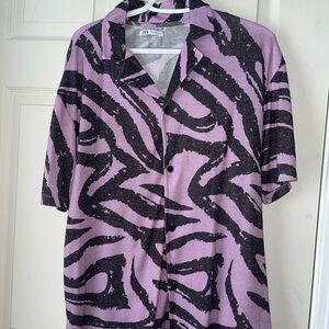 Zara Lavender and Charcoal Patterned Top